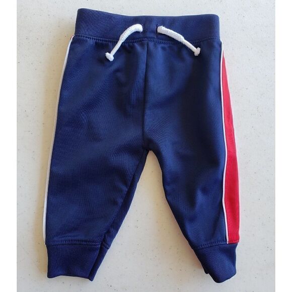♥ 3/$20 Sale Baby Boys Newborn  Joggers Sweatpants Blue Red 0-3 M NEW - Picture 1 of 3
